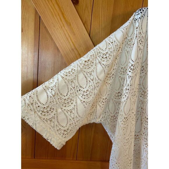 Rue21 Womens Ivory Crochet 3/4 Sleeve Open Front Cardigan Size Medium (5073) - Picture 2 of 4